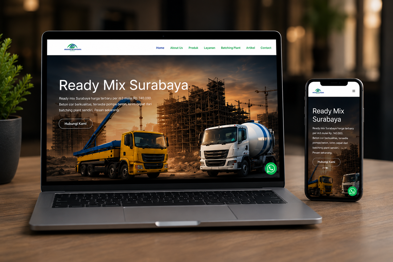 Website CV Anugerah Beton Pompa supplier ready mix dan jasa pompa beton